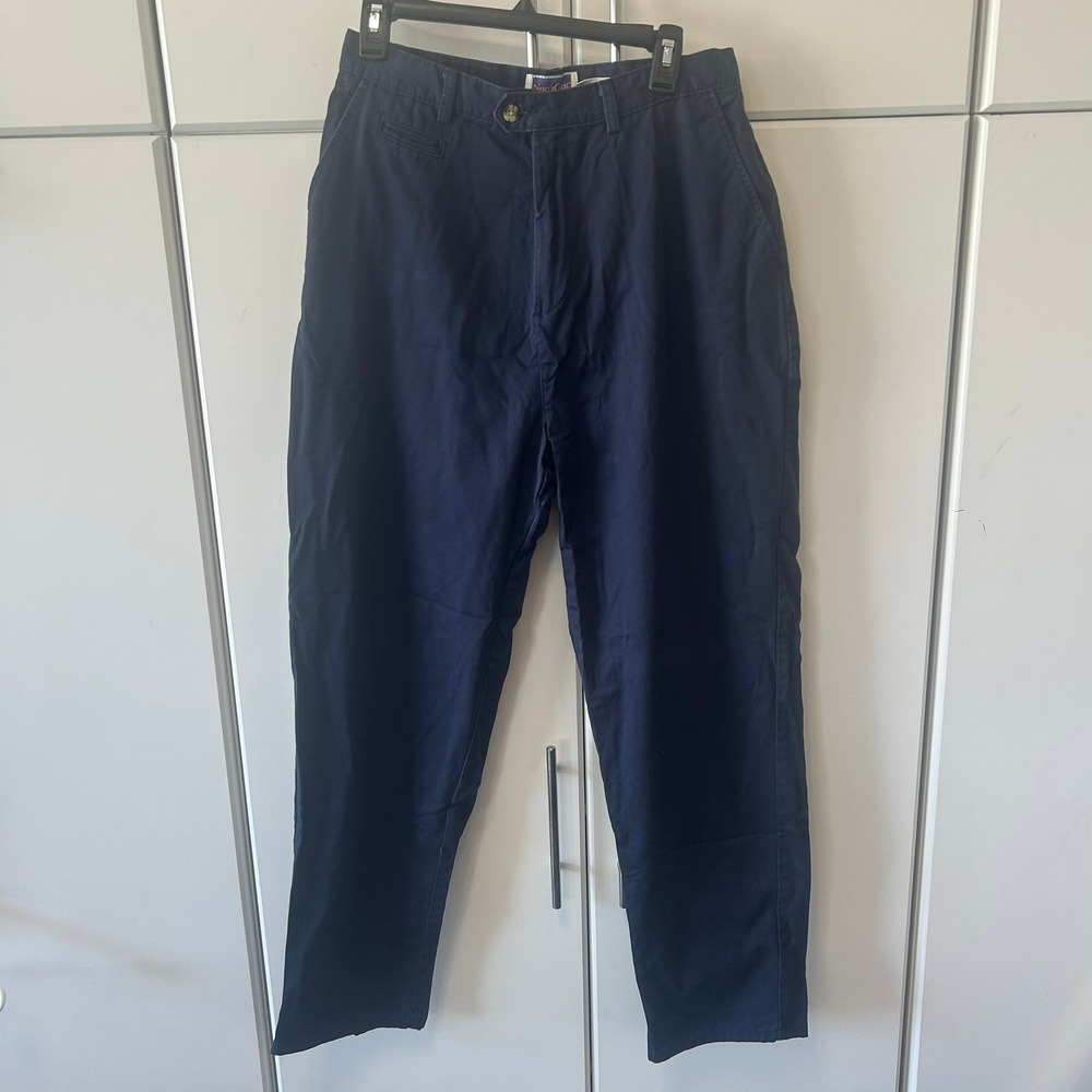 North Crest Vintage Mens Navy Blue Chino Pants 100 Cotton Straight Leg Size 16